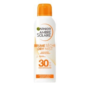 GARNIER Ambre Solaire - Trockener Nebel - Sonnenschutz Aerosol - LSF 30 - schützt vor UVA & UVB - nackte Haut - wasserfest - ohne Alkohol - klare Haut - 200 ml