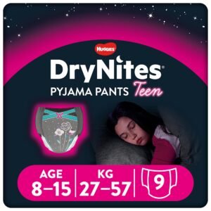 Huggies DryNites Schlafanzughose für Mädchen  Großen 815 Jahre  diskrete Nachtunterwäsche mit aufregenden Designs  maximaler Schutz für Teenager-Bett-Wetting, (9 Hosen)