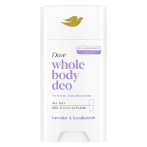 Dove Whole Body Deo Lavendel- & Kamillenduft Deo-Stick mit 0% Aluminiumsalze für Achseln, Brust, Beine und mehr 75 ml