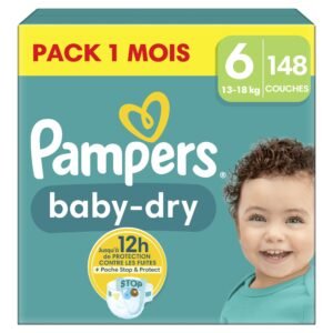 Pampers Baby-Dry Große 6, 148 Windeln, 13kg-18kg, Bis zu 100% Auslaufschutz & Komfort die ganze Nacht