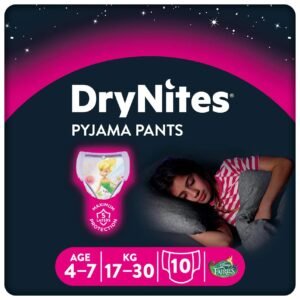 Huggies DryNites saugfähige Nachtwindeln bei Bettnässen, für Mädchen 4-7 Jahre (17-30 kg), 6 x 10 = 60 Windel-Pants, Monatsbox