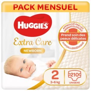 Huggies, Newborn Babywindeln Große 2 (3-6 kg), 210 Windeln, Neugeborene, Unisex, mit Feuchtigkeitsanzeige, 1 Monat
