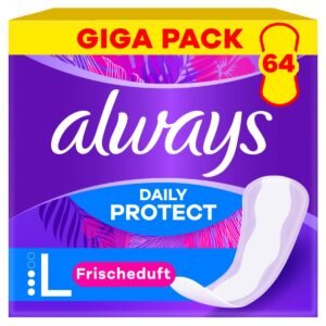 Always Daily Protect Slipeinlagen Damen Long (64 Binden), Gigapack, mit frischem Duft, passend für alle Slipformen, atmungsaktiv, flexibel