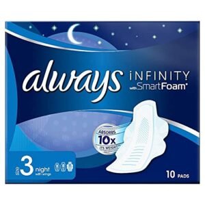 Always Infinity Night Damenbinden mit Flügeln, Größe 3, 10 Stück pro Packung (5 Stück)
