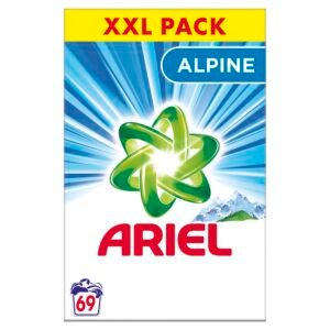 Ariel Alpine Parfum Waschpulver, 69 Waschgänge (4,485 kg), entfernt hartnäckige Flecken und hinterlässt keine Rückstände