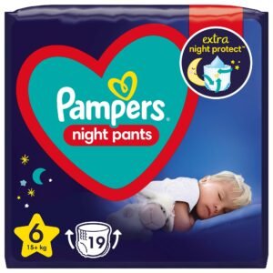 Pampers Night Pants Windeln Große 6 (15+ kg), 19 Windeln, Nachtwindeln bieten Schutz Die ganze Nacht