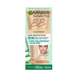 GARNIER Skin Active - BB Creme - All-in-1-Perfektionspflege - Einheitlich, mattiert & spendet Feuchtigkeit, LSF 25, Hyaluronsäure & Aloe Vera, Vegan & Cruelty Free - für Mischhaut bis fettige Haut -