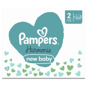 Pampers Baby Windeln Größe 2 (4-8 kg) Harmonie, HALBMONATSBOX, Sanfter Hautschutz Und Pflanzenbasierte Inhaltsstoffe, 240 Stück