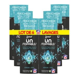 Lenor Unstoppables, Wäscheduft aus Perlen für Waschmittel, 70 Waschgänge (165 g x 6), Luftduft, Nonstop-Frische, bis zu 12 Wochen Lagerung
