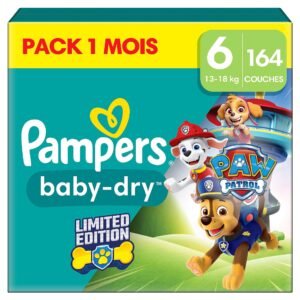 Pampers Baby-Dry Paw Patrol Edition Große 6, 164 Windeln, 13kg-18kg, Bis zu 100% Auslaufsicher & Komfortable Nacht