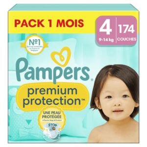 Pampers Premium Protection Große 4, 174 Windeln, 9kg-14kg, Doppelter Schutz für die Haut und vor Auslaufen