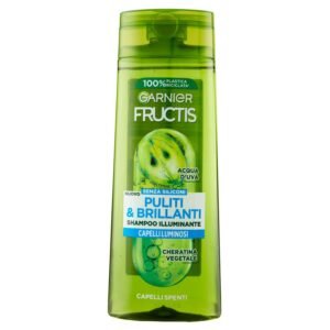 Garnier Fructis Hellendes Shampoo für glanzloses Haar, mit pflanzlichem Keratin, sauber und glänzend, 250 ml