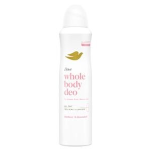 Dove Whole Body Deo Himbeer- & Rosenduft Deospray mit 0% Aluminiumsalze für Achseln, Brust, Beine und mehr 150 ml