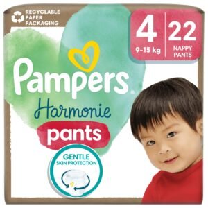 Pampers Harmonie Baby Windeln, Größe 4, 22 Stück, 9kg-15kg, 360° Passform und weiche Außenhülle aus hochwertiger Baumwolle