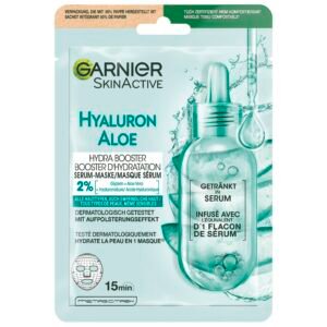 Garnier Tuchmaske, Gesichtsmaske für alle Hauttypen, Erfrischend und feuchtigkeitsspendend, Mit Hyaluronsäure und Aloe Vera, Hydra Bomb, 28 g
