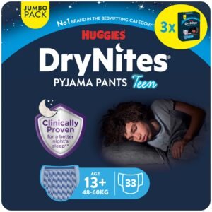 Huggies DryNites Nachtwindeln bei Bettnässen, für Jungen ab 13 bis ca. 17 Jahre (48-60 KG), 33 Stück (3x11), Jumbo-Monatspack, Windel-Pants XL