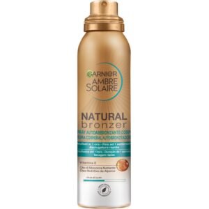 Garnier Selbstbräunungsspray, Natural Bronzer, für eine gleichmäßige und natürliche Bräunung, schnell einziehend, nährende Wirkung, mit Aprikosenöl und Vitamin E, Ambre Solaire 150 ml