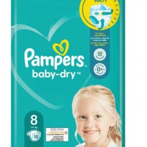 Pampers Baby Windeln Große 8 (17kg+) Baby-Dry, Extra Large, 18 Stück, SINGLE PACK, bis zu 12 Stunden Rundum-Auslaufschutz