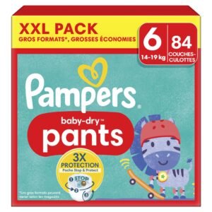 Pampers Baby-Dry Hose, Große 6, 84 Windeln, 14  19 kg, 360 Grad Halt gegen Auslaufen, mit einer Stop- und Protect-Tasche für ohne Auslaufen, XXL-Pack