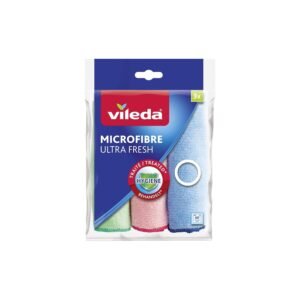 Vileda 100% hochwertige Mikrofaser Ultra Fresh Handtücher, enthält Silberionen, die Bakterien abbauen, 3 Tücher, Mehrfarbig