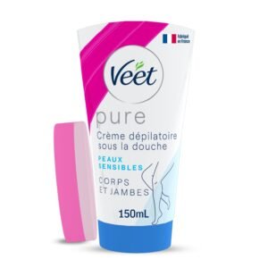 VEET Pure Enthaarungscreme unter der Dusche, Körper & Beine - empfindliche Haut - ohne Ammoniakgeruch - 150 ml