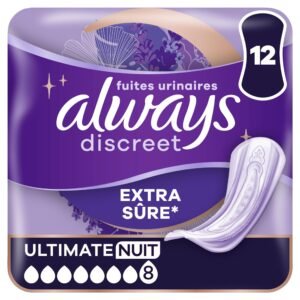 Always Discreet Servietten für Blasenschwäche Frauen Ultimate Night 12 Tücher extra sicherer Schutz und optimale Diskretion