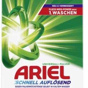 Ariel Schnell Auflösendes Pulverwaschmittel Universal+ 3 kg, 50 Waschladungen, Ausgezeichnete Fleckenentfernung