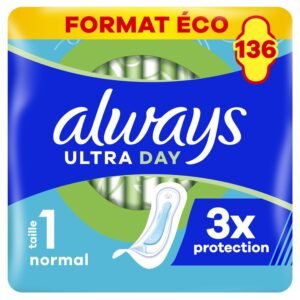 Always Ultra Binden Damen Gr. 1, Normal, 136 Damenbinden ohne Flügel (4 x 34 Stück) Multipack, ultradünn und super absorbierend