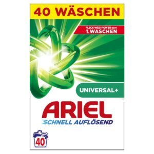 Ariel Schnell Auflösendes Pulverwaschmittel Universal+ 2.4 kg, 40 Waschladungen, Ausgezeichnete Fleckenentfernung