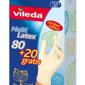 Vileda Multi Latex 80+20 Einmalhandschuhe 100% Naturlatex, Größe M/L