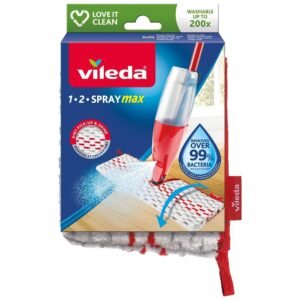 Vileda Spray & Clean Sprühwischer Ersatzbezug, Bodenwischer Bezug für Wischmopp mit Sprühfunktion, entfernt bis zu 99,9% der Bakterien und Viren, Waschmaschinen geeignet, 1er Pack