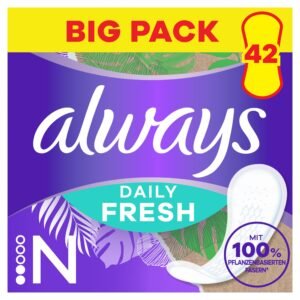 Always Daily Fresh Slipeinlagen Normal, mit 100 % pflanzenbasierten Fasern, 42 Stück, ohne Duft (42 ks)