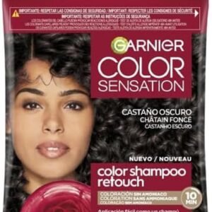 Garnier Color Shampoo Retouch Permanente Haarfarbe Dunkelbraun - 100% Abdeckung weißes Haar - hält bis zu 4 Wochen
