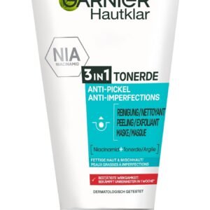 Garnier Hautklar 3 in 1 Gesichtsreinigung für unreine Haut, Reinigung, Peeling und Maske, Mit Salizylsäure und Tonerde, 1 x 150 ml