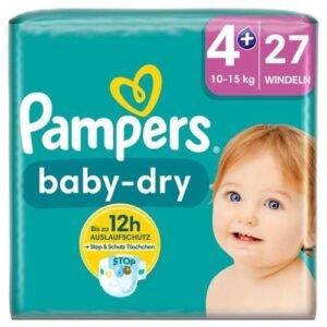Pampers Baby-Dry Größe 4+, 27 Windeln, 10kg-15kg (27 Stk)