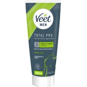 Veet Men Haarentfernungscreme für Oberkörper & Beine - Enthaarungscreme für Männer, Haarentfernung in 5-10 Minuten - 200 ml Tube & Spatel