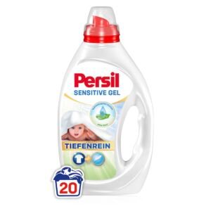 Persil Sensitive Gel (20 Waschladungen), Flüssigwaschmittel für Allergiker & Babys, mit beruhigender Aloe vera für sensible Haut, effektiv von 20 °C bis 95 °C