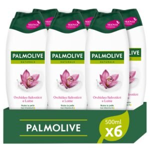 Palmolive Naturals Duschgel Orchidee und Milch 500 ml | Duschbad mit Vitamin E | Hinterlässt die Haut weich | Mit Mandelmilch pflanzlichen Ursprungs | Inhaltsstoffe zu 95% natürlichen Ursprungs*