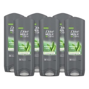 Dove, Dove Men+Care Mineral & Sage, 3-in-1-Duschgel für Herren, feuchtigkeitsspendend für Körper, Gesicht und Haare, mit MicroMoisture-Technologie, spendet 24 Stunden Feuchtigkeit, 12 Stück à 250 ml