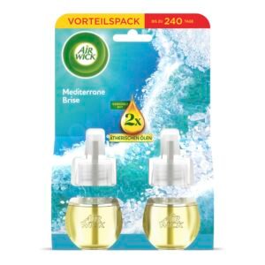 Air Wick Duftstecker Nachfüller DUO - Duft: Mediterrane Brise - Frischer Raumduft für die Steckdose - 2x 19ml Duftölflakon-Nachfüller