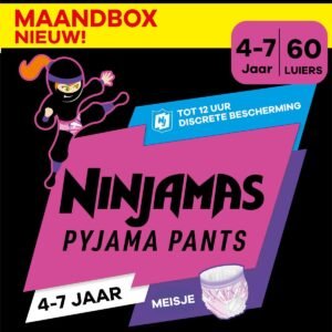 Pampers Ninjamas Schlafanzughose, Uni, Herzen, 4-7 Jahre, 60 Pyjamahosen, 17-30 kg, Auslaufschutz für die ganze Nacht