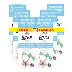 Lenor Wäscheparfüm aus Perlen für Waschmittel, 100 Waschgänge (235 g x 6), Baumwollfrische, Nonstop-Frische, bis zu 12 Wochen Lagerung