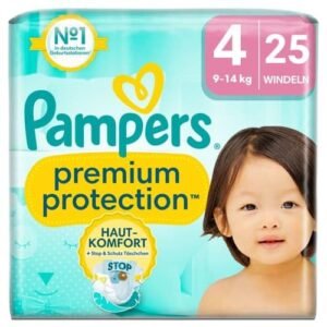 Pampers Premium Protection Größe 4, Windeln x25, 9kg-14kg (25 Stk)