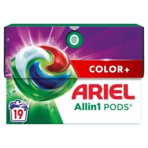 Ariel Waschmittel Pods All-in-1, Flüssigwaschmittel Waschmittel Kapseln 19 Waschladungen, Universal+, Kraftvolle Fleckentfernung ab der 1. Wäsche