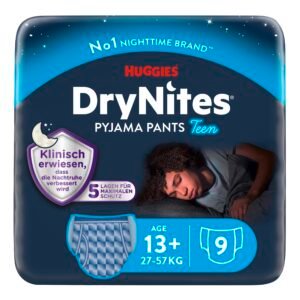 Huggies DryNites Nachtwindeln bei Bettnässen, für Jungen ab 13 bis ca. 17 Jahre (48-60 KG), 27 Stück (3x9), Monatspack, Windel-Pants