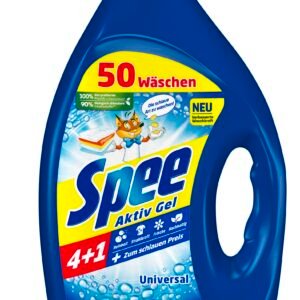 Spee Aktiv Gel Universal 4 + 1 Waschmittel (50 Waschladungen), Flüssigwaschmittel mit 4 + 1 Formel vereint Reinheit, Strahlkraft, Frische & Nachhaltigkeit, 20° - 95° C