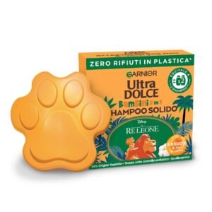 Garnier Ultra Dolce 2in1 Solid Shampoo für Kinder, Aprikose und Baumwollblumen, König Löwe, 100% ohne Kunststoff, 60 g
