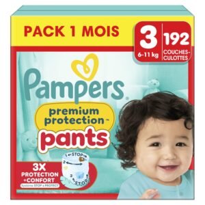 Pampers Premium Protection Pants Größe 3, 192 Windeln, 6kg-11kg, Mit 360° Passform und 2x breiteren Bündchen als vorher für unseren besten Komfort & Schutz