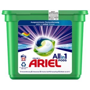 Ariel Allin1 PODS, Flüssigwaschmittel-Kapseln Color+ Extra Faserpflege 68 Waschladungen, Fasertiefe Reinheit + Farbschutz Und Formerhalt
