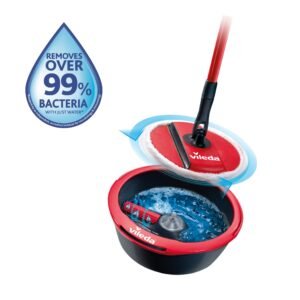 Vileda Spin & Clean Komplett-Set zur Bodenreinigung, manuelles Auswringsystem durch den Griff, Eimer mit innovativer Waschwalze für einen Immer sauberen Bezug, 100% Mikrofaser